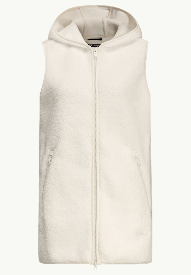 Jack Wolfskin High Curl Long Vest Womens in Cotton White-5